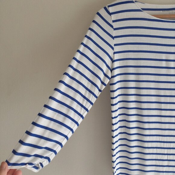 Majestic Filatures Striped Tee Sz 2/S Soft Touch Blue White Deluxe Tshirt - Picture 3 of 8